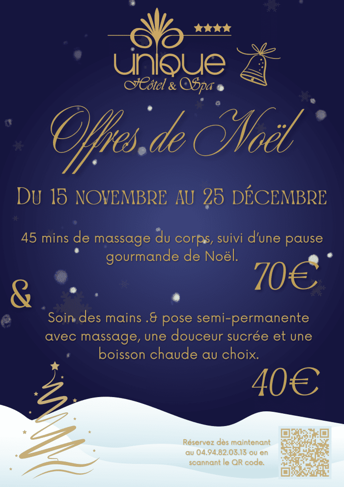 Offres de Noël à l’Unique Hôtel et Spa !
