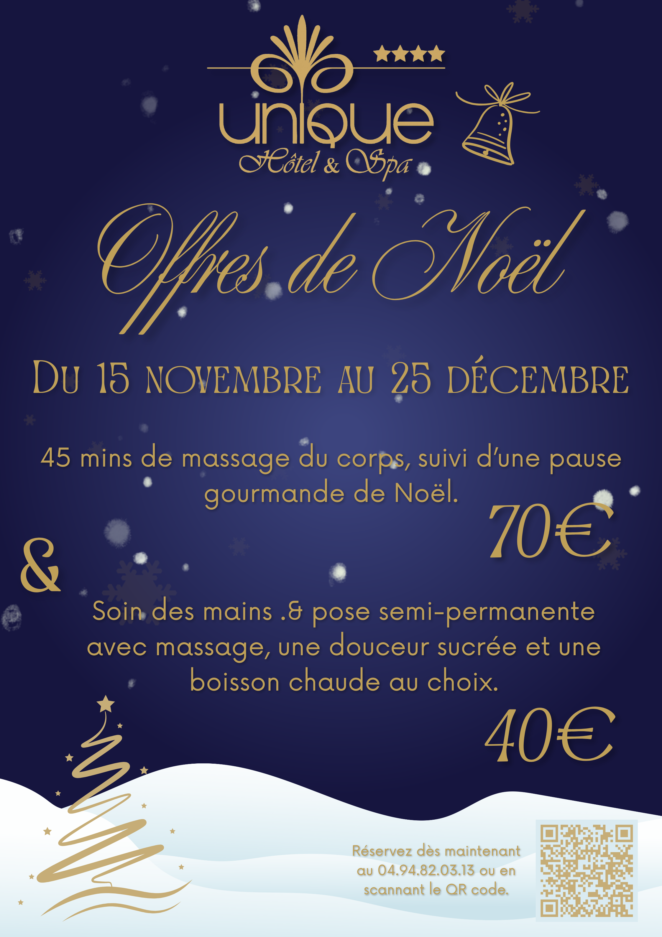 Offres de Noël à l’Unique Hôtel et Spa !